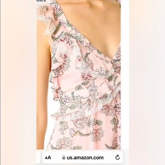 NWT For Love and Lemons Bee Balm Pink Floral Maxi Ruffle Dress Size XS N… - Picture 5 of 10
